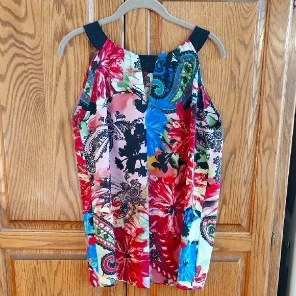 Milano Women's Size Large Sleeveless Floral Tropical Print Blouse‎ - Picture 2 of 7